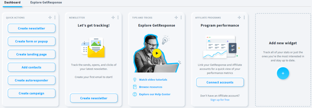 GetResponse vs ConvertKid: Getresponse Dashboard